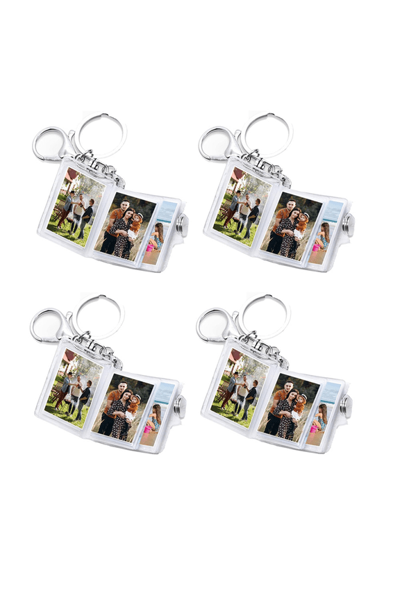 4X Mini Small Photo Album Keychain 16 Pictures Book Holder Keyring DIY Gifts for Boyfriend Girlfriend