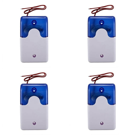 4X Mini Wired Strobe Warning Siren DC12V Sound Alarm Flashing Light Sound Siren Horn Security Alarm System 115Db