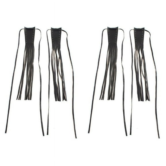4X Motorcycle Black PU Leather Brake Lever Covers Biker Clutch Fringe Tassels for Cruiser Chopper Classic