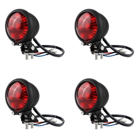 4X Motorcycle LED Rear Tail Light Brake Stop Lamp Moto LED Tail Light for Chopper Cafe Black