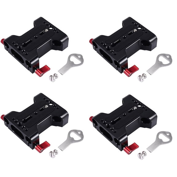 4X Multifunction Camera Base Plate with 15Mm Rod Rail Clamp for Dslr Camera Shoulder Rig Support Accessories