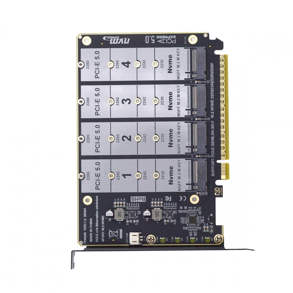 4X NVME M.2 NGFF SSD to Detachable Bifurcation PCIE Express 5.0 Gen5 ...