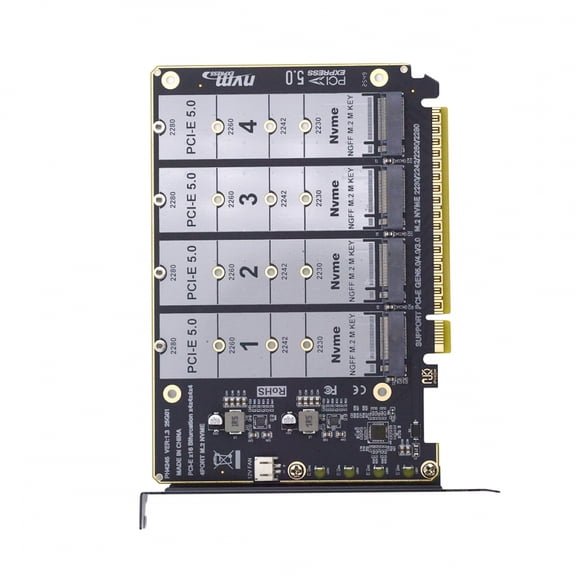 4X NVME M.2 NGFF SSD to Detachable Bifurcation PCIE Express 5.0 Gen5 Gen4 X16 Raid Card VROC Raid0 Hyper Adapter