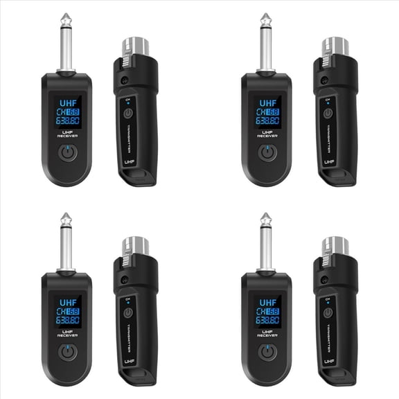 4X New Wireless Microphone UHF Wireless XLR Transmitter and Receiver for Dynamic Microphones Audio Mixers PA Systems,4 set x microphone audio mixer (1 tray 1),Black