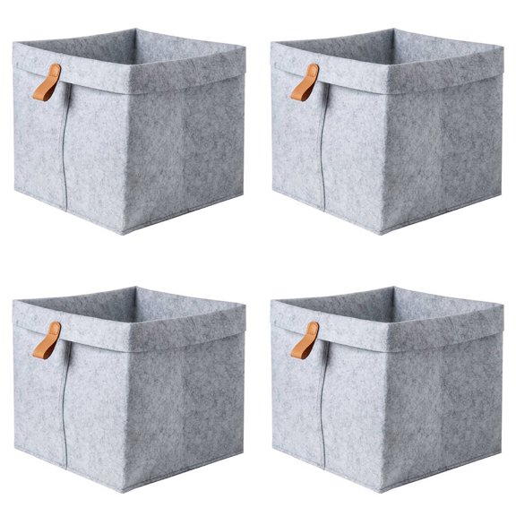 4X Nordic Felt Storage Basket Living Room Tea Table Sundries Storage Basket Cloth Felt Storage Box Bedroom Socks Grey