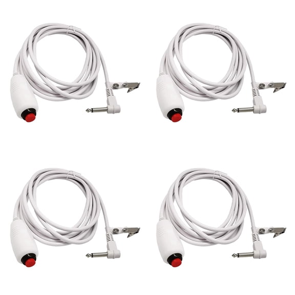 4X Nurse Call Cable 6.35mm Line Nurse Call Device Emergency Call Cable with Push Button Switch