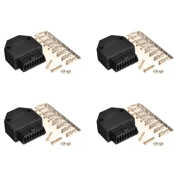 4X OBD2 OBD II 16 Pin Connector Socket Diagnostic Tool Adapter OBD Connector + Enclosures + Terminal + Screws