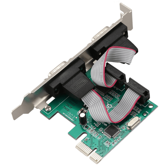 4X PCI-E PCI Express Dual Serial DB9 RS232 2 Ports Controller Adapter Card Green