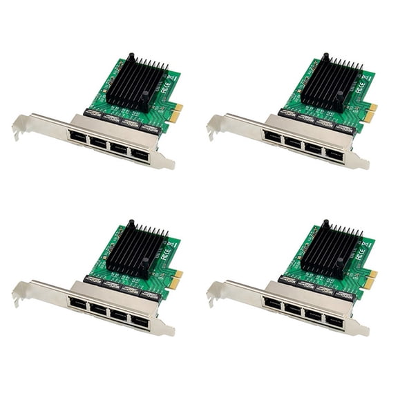 4X PCIE Network Card PCI-E X1 4 Port Gigabit Ethernet Server Network Card Adapter for Love Fast Sea Spider ROS,4 x PCI-E network card,green