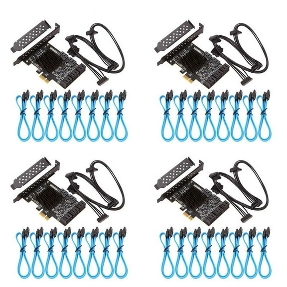 4X PCIE SATA Card 8 Port, 6Gbps SATA 3.0 PCIe Card, PCIe to SATA Controller Expansion Card, Upport 8 SATA 3.0 Devices