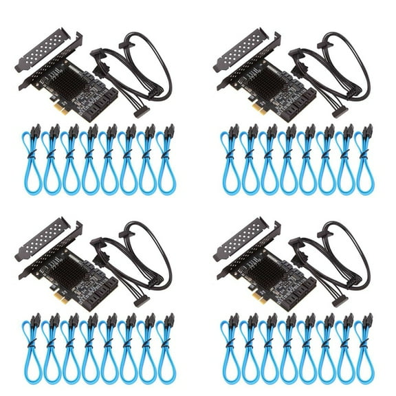 4X PCIE SATA Card 8 Port, 6Gbps SATA 3.0 PCIe Card, PCIe to SATA Controller Expansion Card, Upport 8 SATA 3.0 Devices