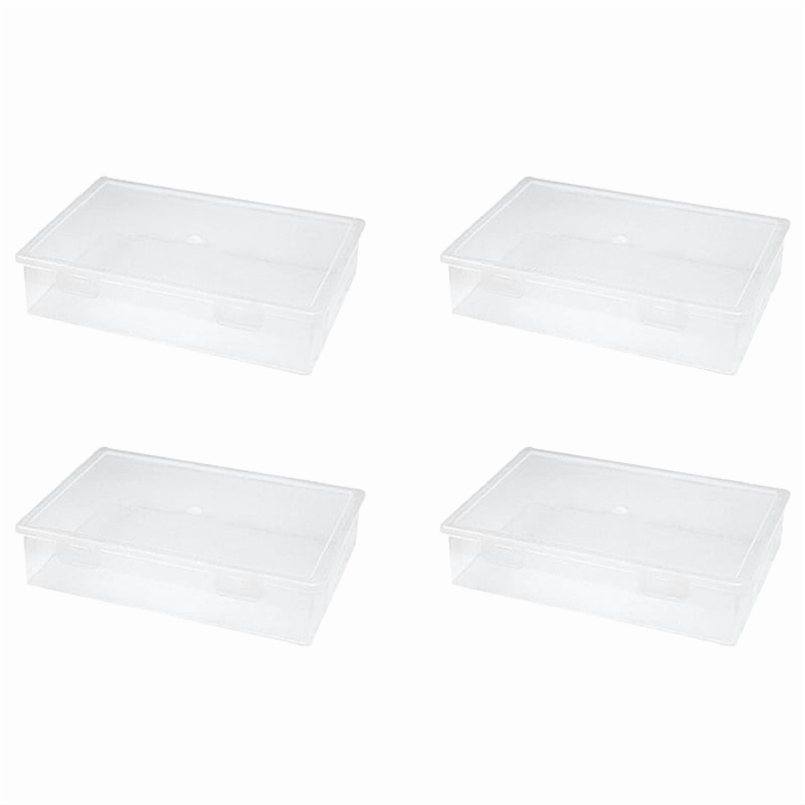 4X Plastic File Organizer Transparent Square Storage Box A4 Storage Box ...