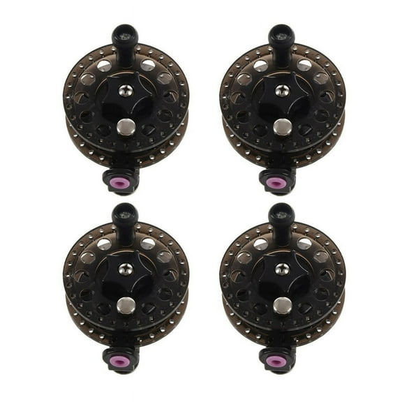 4X Plastic Ice Fishing Reels Fly Fishing Tackle Round Wheel Fishing Accessories,4pc x Fishing Reel(other accessories demo in the picture is not included),Black Transparent