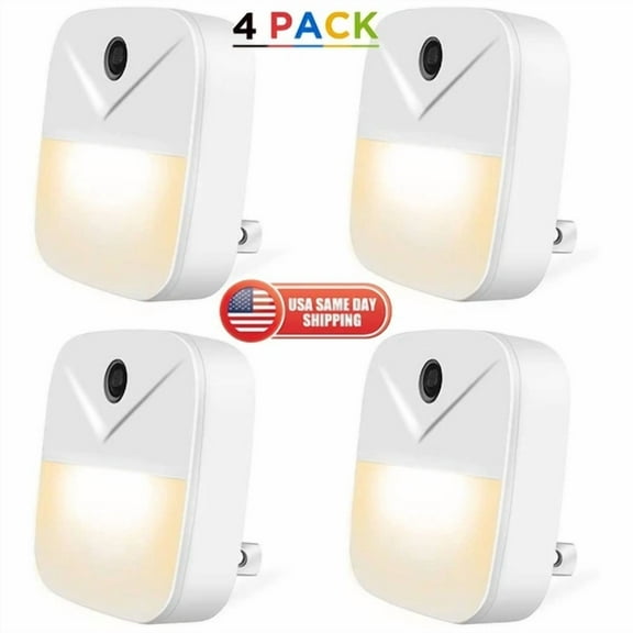 4X Plug-In Auto Night Light Led Motion Sensor Activated Bathroom Kitchen Hallway