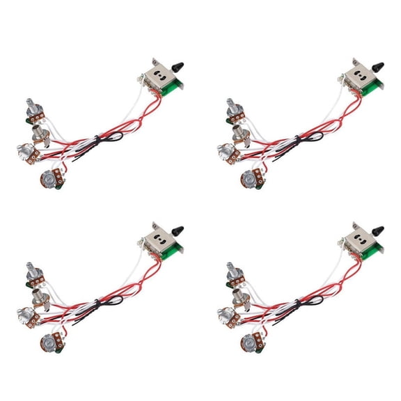 4X Pots for Guitar PreWired 1 Volume 2 Tone Control 5 Way Switch 3-500K Pot