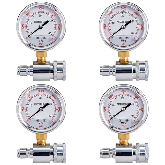 4X Pressure Washer Gauge, 6000 PSI, 3/8 Inch Quick Connect, Pressure Gauge for Power Washer