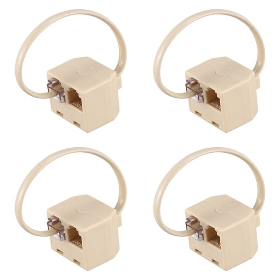 4X RJ11 6P4C 2 Way Outlet Telephone Jack Line Splitter Adapter Beige