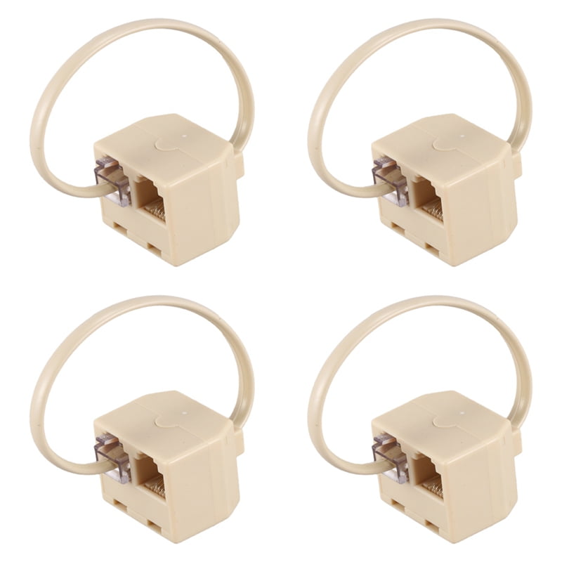 4X RJ11 6P4C 2 Way Outlet Telephone Line Splitter Adapter Beige ...
