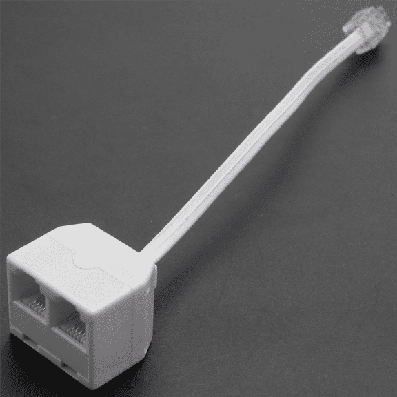 4X RJ11 6P4C Phone Splitter 1 Male 2 Female - White