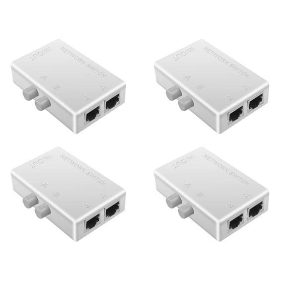 4X RJ45 Network Switch 2 Port LAN Ethernet Network Box Switcher RJ45 Splitter Dual 2 Way Port Manual Sharing Switch