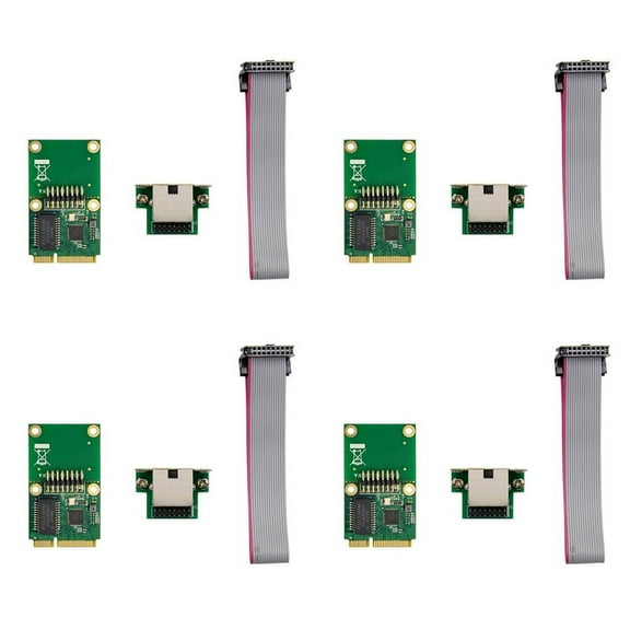 4X RTL8111F Mini PCIE Gigabit Network Card Single-Port Ethernet LAN Card Realtek 8111F Industrial Control Network Card,4 x Main Card 4 x Rj45 Terminal Board 4 x 19PIN Network Cable 4 x CD,Green