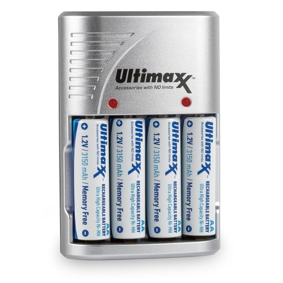 4X Rechargeable 3150mAh Ultra High Capacity AA NiMH Batteries with Charger
