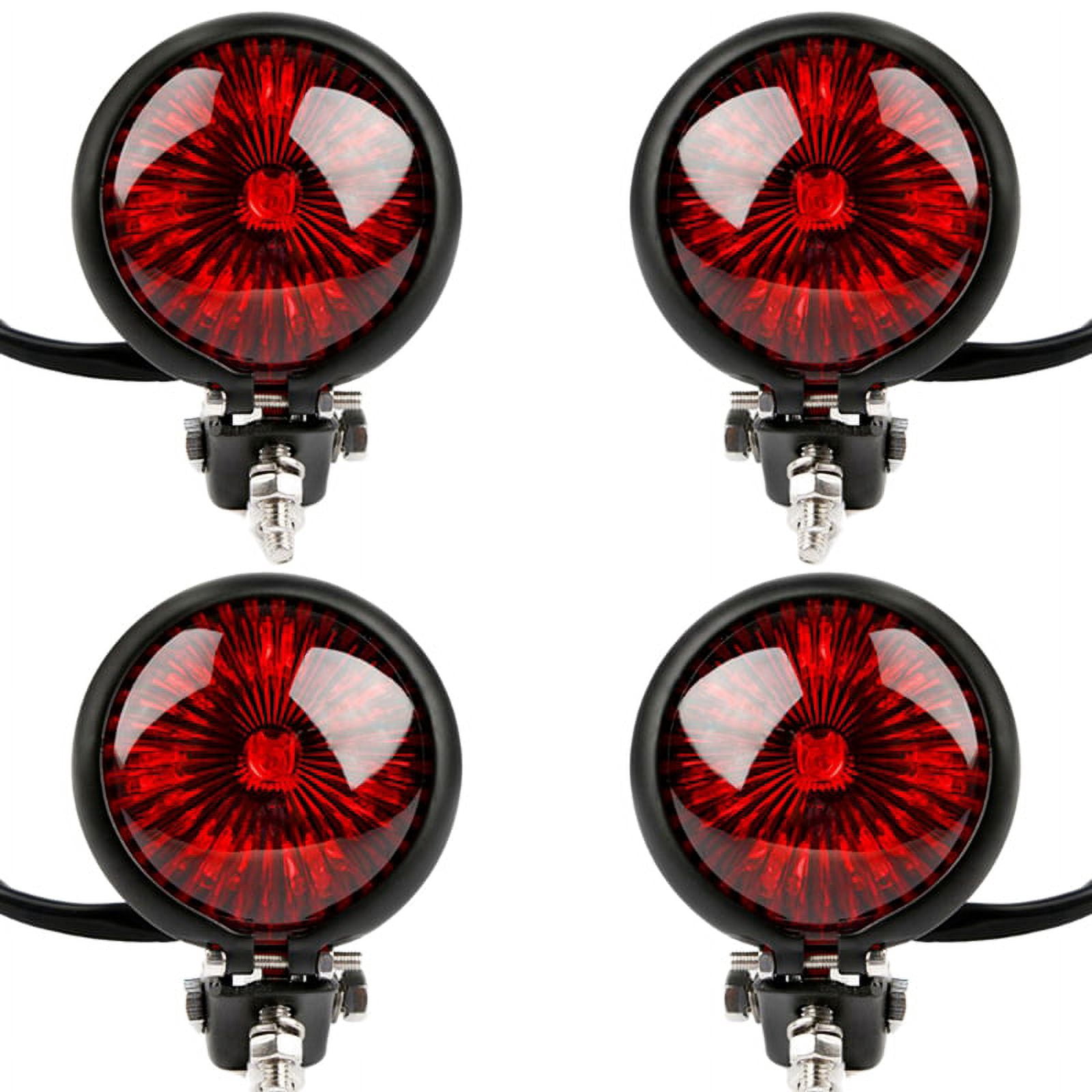 4X Red 12V LED Black Adjustable Cafe Racer Style Stop Tail Light Brake ...