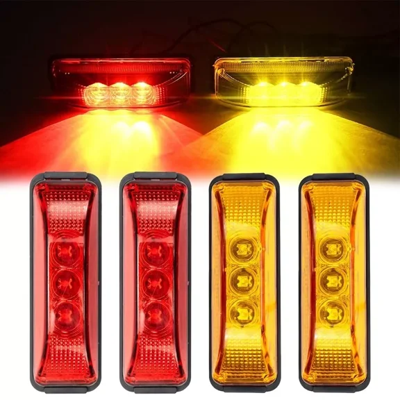 4X Red Amber 3LED Side Marker Lights RV Truck Trailer Clearance Light Waterproof