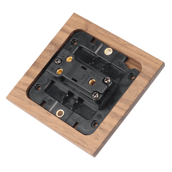 4X Retro American Industrial Style Light Switch Socket, Solid Wood Brass Toggle Switch Plate,Antique Home Stay Switch(1)