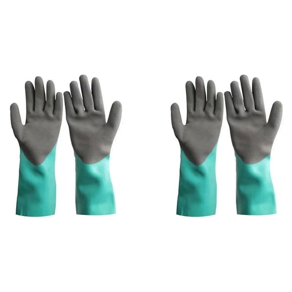 4X Reusable Heavy Duty Safety Work Gloves, Acid,Labor Protection Wear-,Anti-Skid and Anti Cutting Rubber Gloves