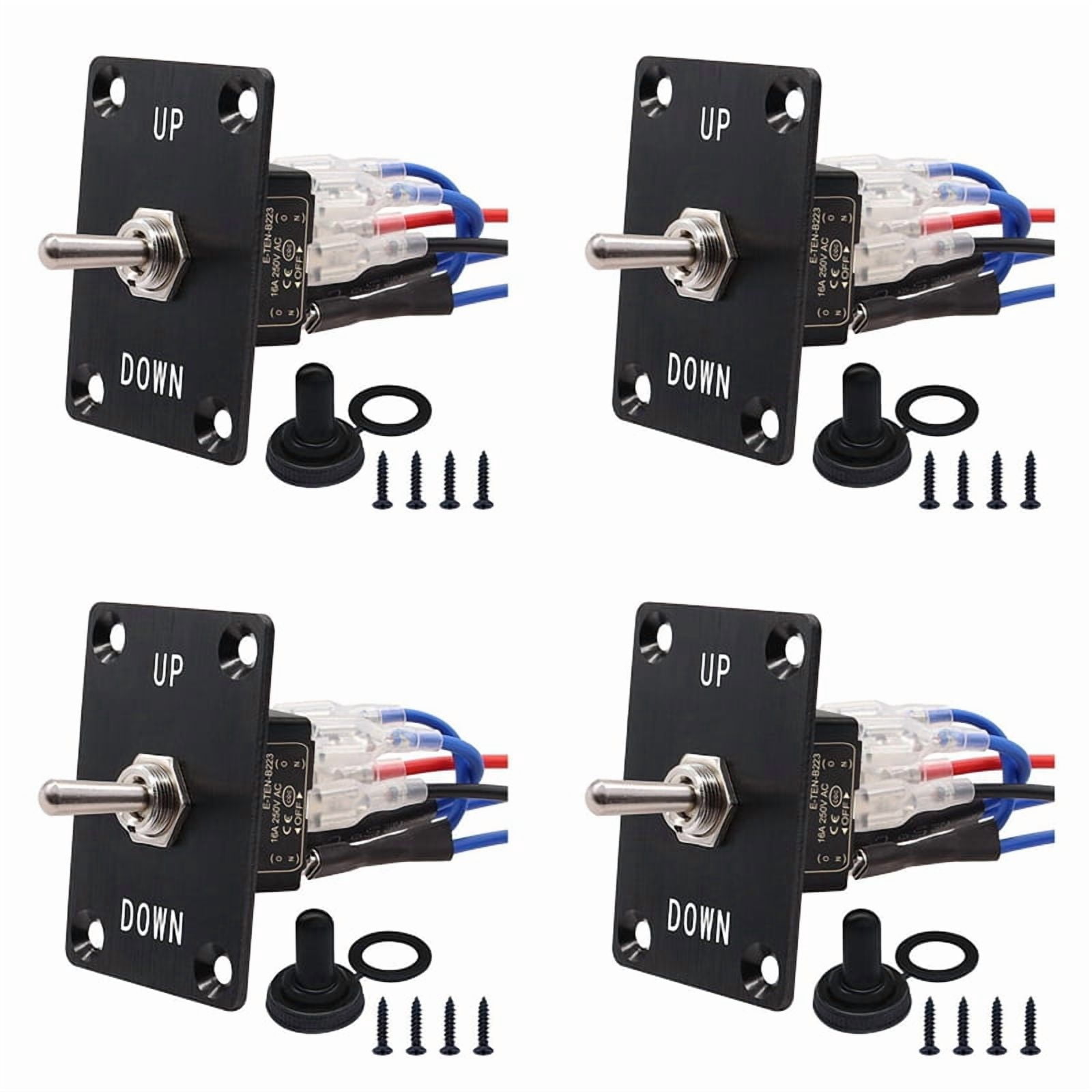 4X Rocker Toggle Switches Momentary 6 Pin 3 Position (on)-Off-(on)UP/Down Polarity Reverse Switch with Panel