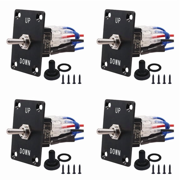 4X Rocker Toggle Switches Momentary 6 Pin 3 Position (on)-Off-(on)UP/Down Polarity Reverse Switch with Panel