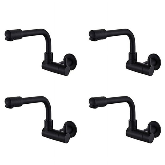 4X 360 Degree Rotating Black Wall Mounted Single Cold Water Mixer Solid Brass Sink Basin Faucet Mop Pool Water Taps
