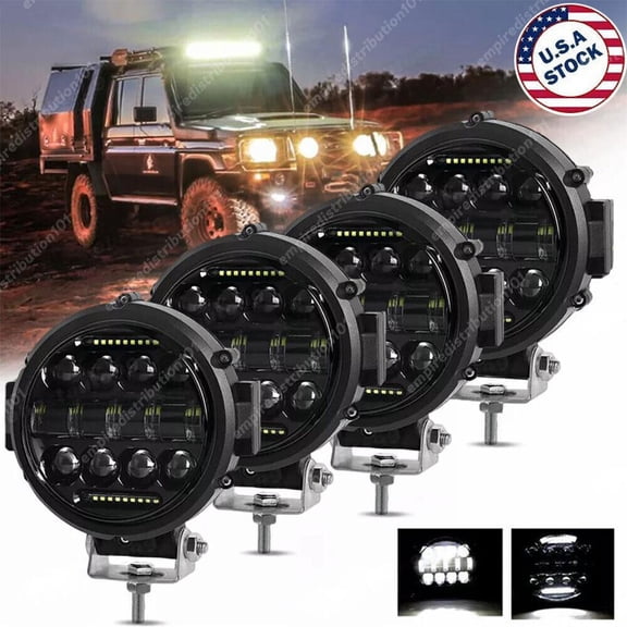 4X Round 7'' inch Led Work Light Offroad ATV 4WD SUV Driving Bumper Fog Pods A++