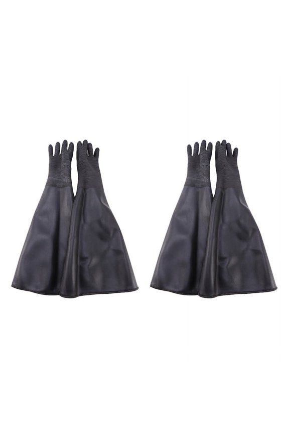 4X Rubber Black Sandblaster Gloves Stripe Abrasive Sand Blasting Gloves for Blasting Cabinet 65X30cm