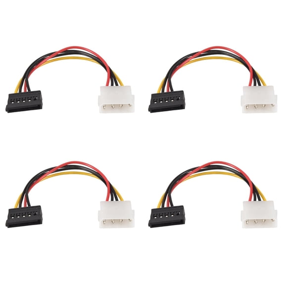 4X Power Female to Molex Male Adapter Converter Cable, 6-Inch