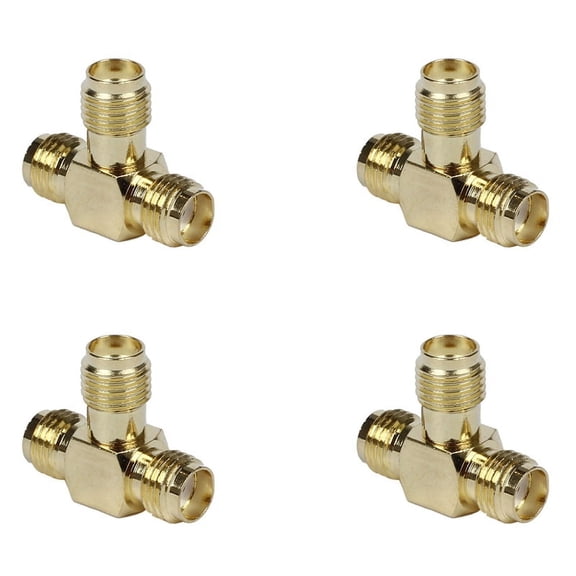 4X SMA Female to Two SMA Female Triple T RF Adapter Connector 3 Way Splitter