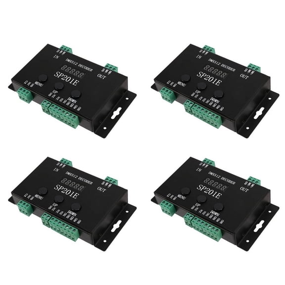 4X SP201E DMX512 WS2812B WS2811 to SPI Controller Decoder,Support Multiple ICs