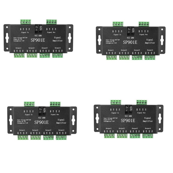4X SP901E LED Pixel SPI Signal Amplifier Repeater Addressable LED Strip and Dream Color Programmable LED Matrix Panel