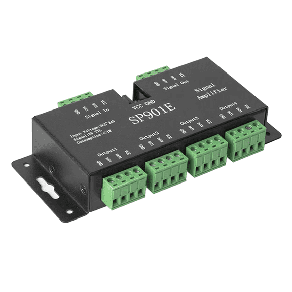 4X SP901E LED Pixel SPI Signal Amplifier Repeater Addressable LED Strip and Dream Color Programmable LED Matrix Panel