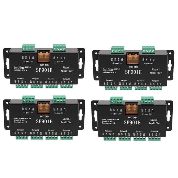 4X SP901E LED Pixel WS2812B WS2811 SPI Signal Amplifier Repeater for WS2813 SK6812 WS2815 WS2801 SK9822 Etc All the RGB