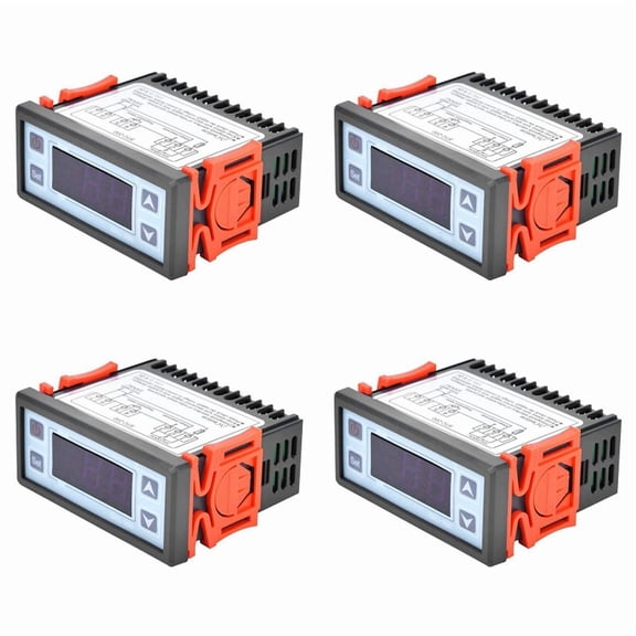 4X STC-200 Digital Thermostat Temperature Controller Microcomputer Refrigeration Heating Controller AC220V,4 x Temperature Controller 4 x Thermostat Cable,Photo color