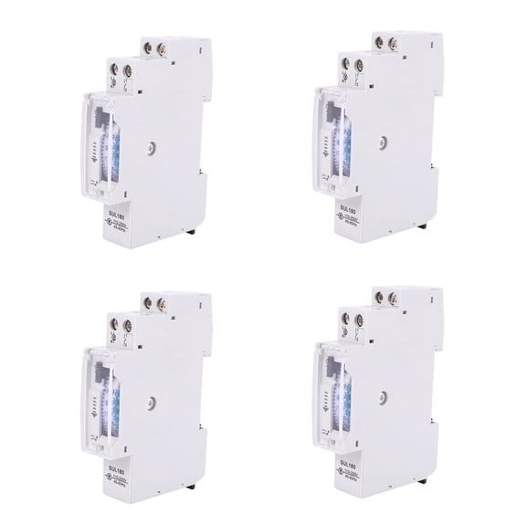 4X SUL180A 15 Minutes Mechanical Timer 24 Hours Programmable Din Rail Timer Time Switch Relay Measurement Analysis,4 x Timer Switch 4 x Instruction manual,Grayish white