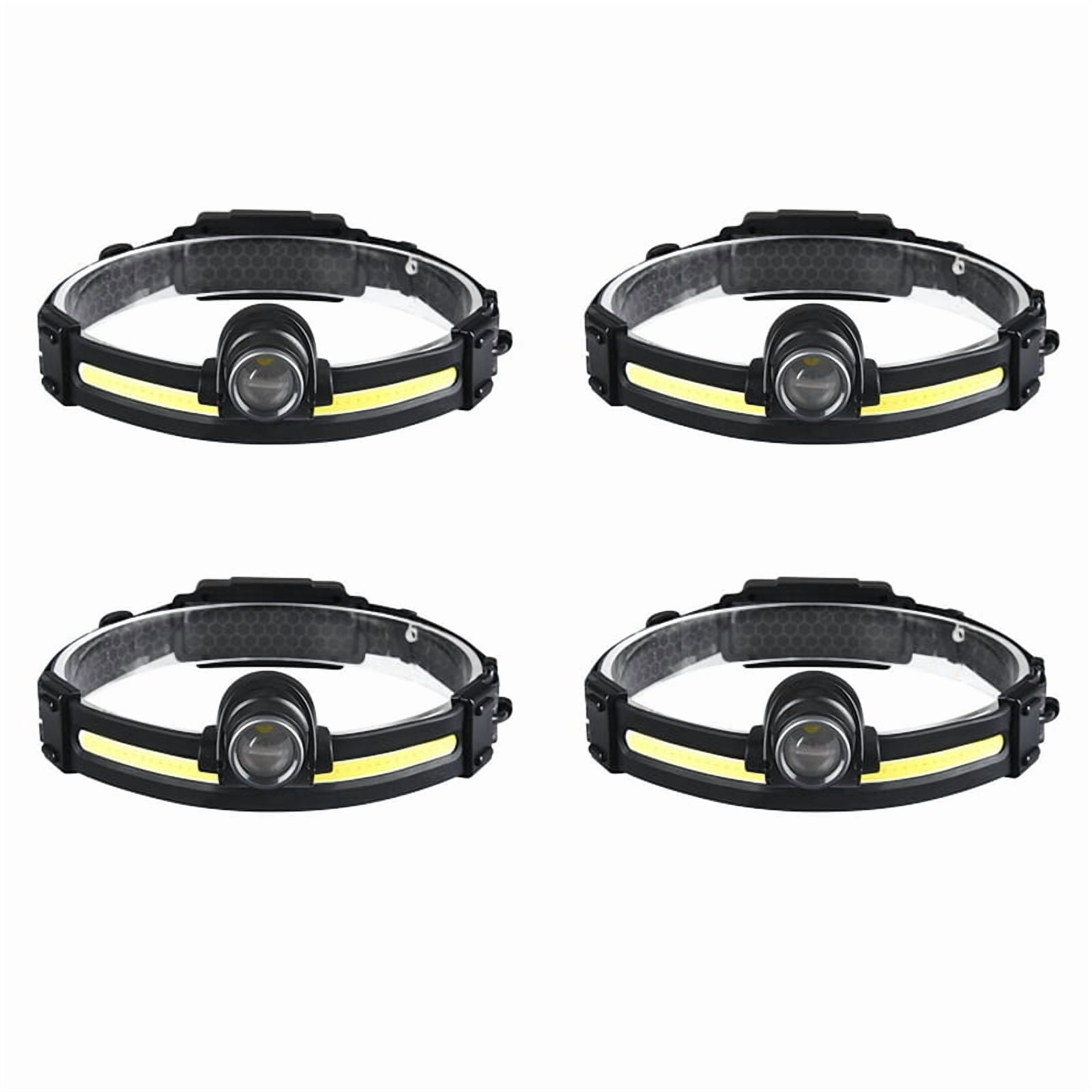 4X Sensor Headlight Led Light Outdoor Strong Light Zoom Floodlight COB Head-Mounted Fishing Light Running Headlamp,4 x Sensor Headlight,Black