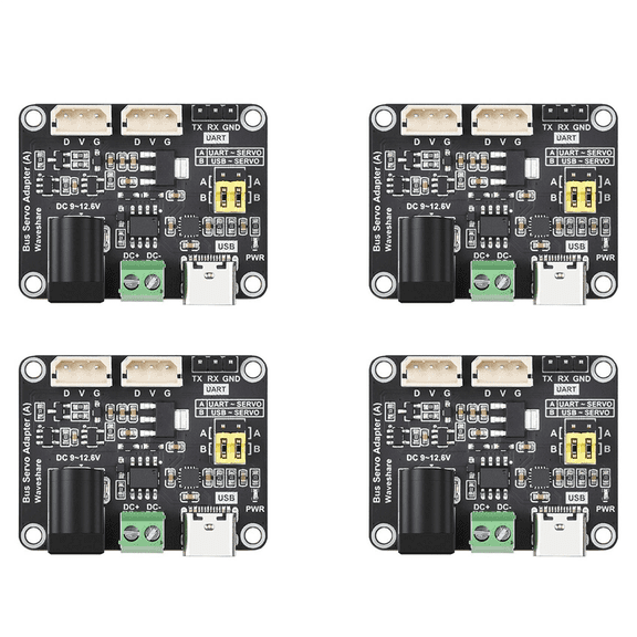 4X Serial Bus Servo Adapter Integrated Power Supply Control Circuit Driver Board for STSC Series Serial Bus Servos,4 x Serial Bus Servo Adapter,Black