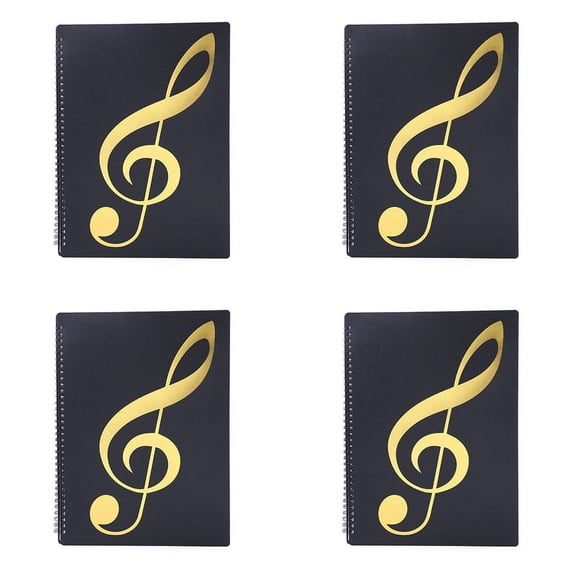 4X Sheet Music Folder, 60 Pages, Sheet Music/Holder,Fits Letter Size A4, Writable & Detachable Choir Folder (Black)