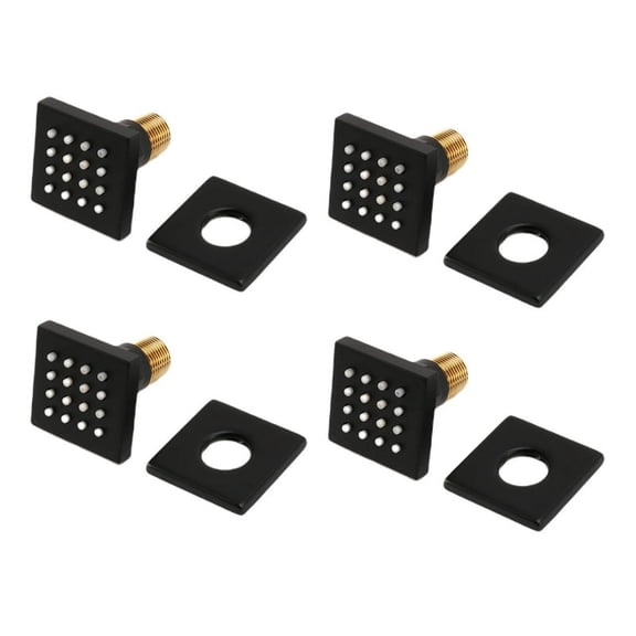 4X Shower Spa Brass Square Massage Body   Body Shower Head, Brushed  Matte Black