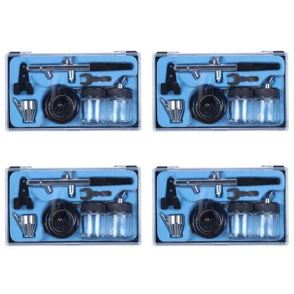4X Siphon Feed Dual Action 0.35Mm Airbrush Kit Tool Air Brush for Makeup Cake Art Painting Temporary Body