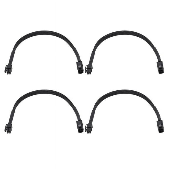 4X Sleeved ATX 4 Pin P4 Male to ATX P4 Female CPU Power Extension Cable Black