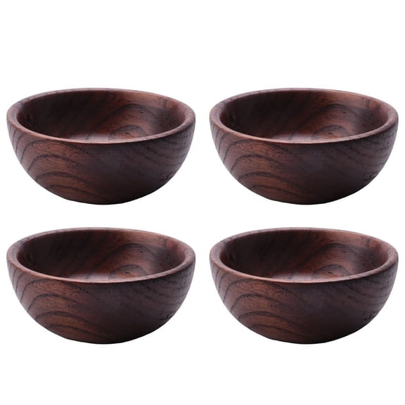 4X Small Wooden Dish Salt Vinegar Sauce Flavor Spices Plate Dinner Breakfast Plate Condiment Cup Kitchen Utensils,4 x cup,Wood color